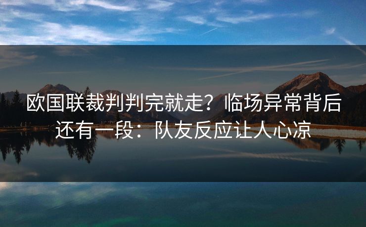 欧国联裁判判完就走?临场异常背后还有一段:队友反应让人心凉