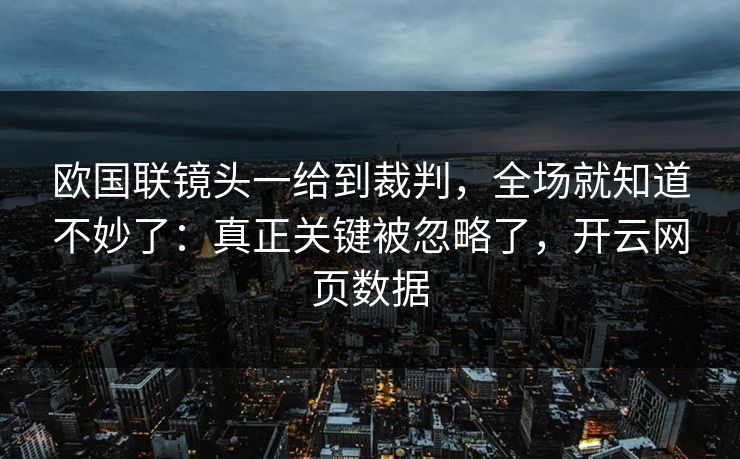 欧国联镜头一给到裁判，全场就知道不妙了：真正关键被忽略了，开云网页数据