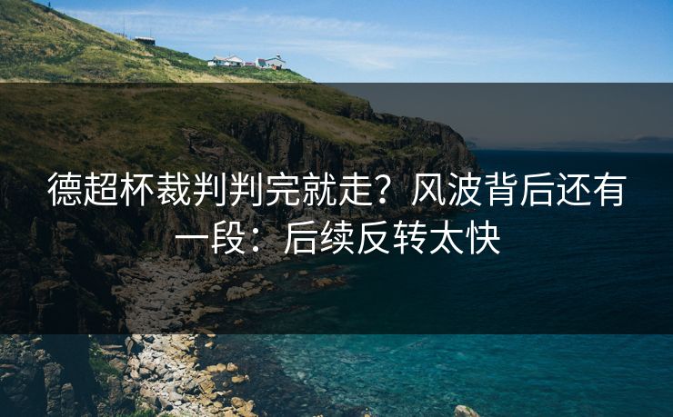 德超杯裁判判完就走？风波背后还有一段：后续反转太快