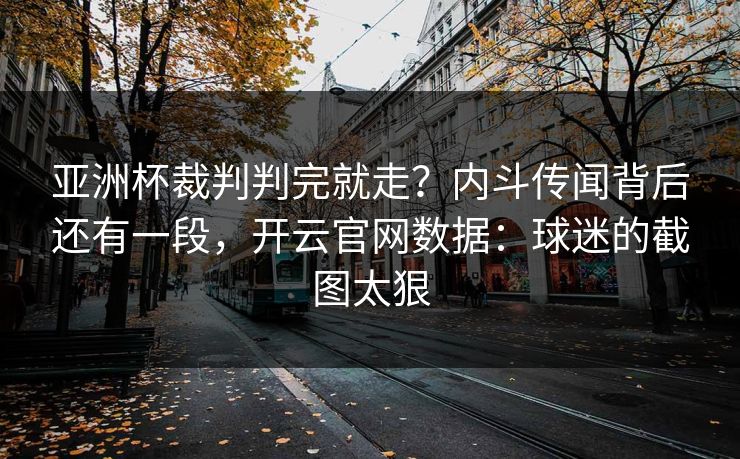 亚洲杯裁判判完就走？内斗传闻背后还有一段，开云官网数据：球迷的截图太狠