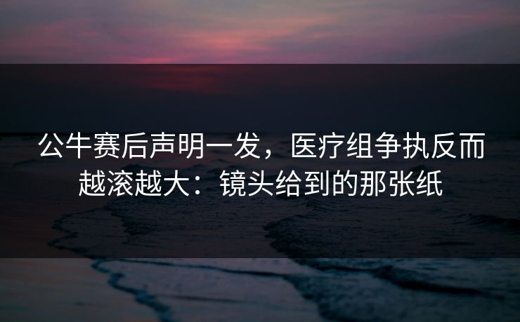 公牛赛后声明一发,医疗组争执反而越滚越大:镜头给到的那张纸