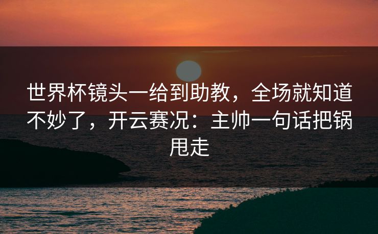 世界杯镜头一给到助教，全场就知道不妙了，开云赛况：主帅一句话把锅甩走