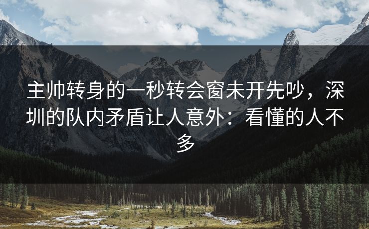 主帅转身的一秒转会窗未开先吵，深圳的队内矛盾让人意外：看懂的人不多