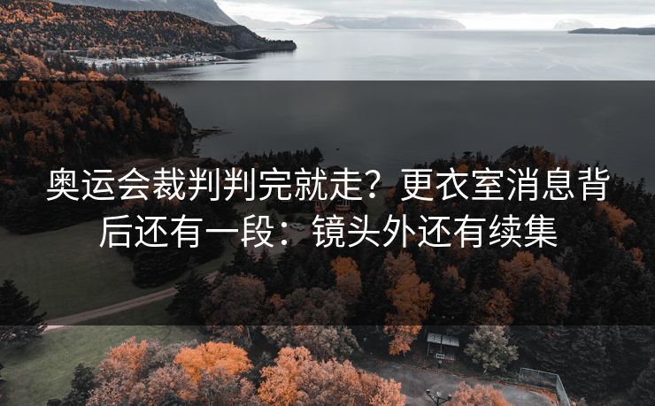 奥运会裁判判完就走？更衣室消息背后还有一段：镜头外还有续集