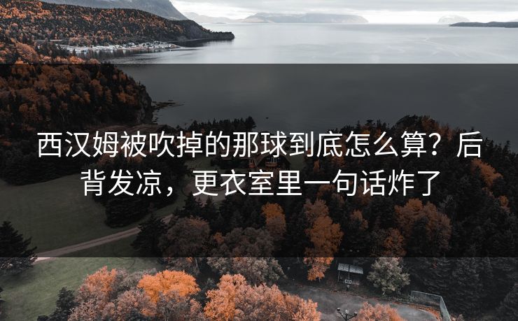 西汉姆被吹掉的那球到底怎么算？后背发凉，更衣室里一句话炸了