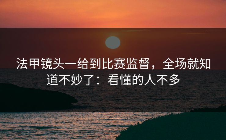 法甲镜头一给到比赛监督，全场就知道不妙了：看懂的人不多