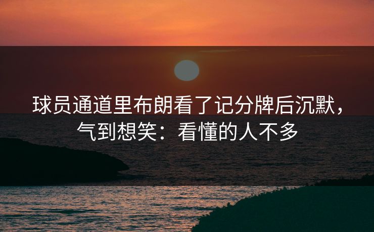 球员通道里布朗看了记分牌后沉默，气到想笑：看懂的人不多