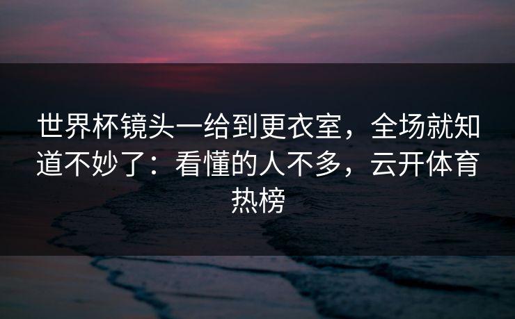 世界杯镜头一给到更衣室,全场就知道不妙了:看懂的人不多,云开体育热榜