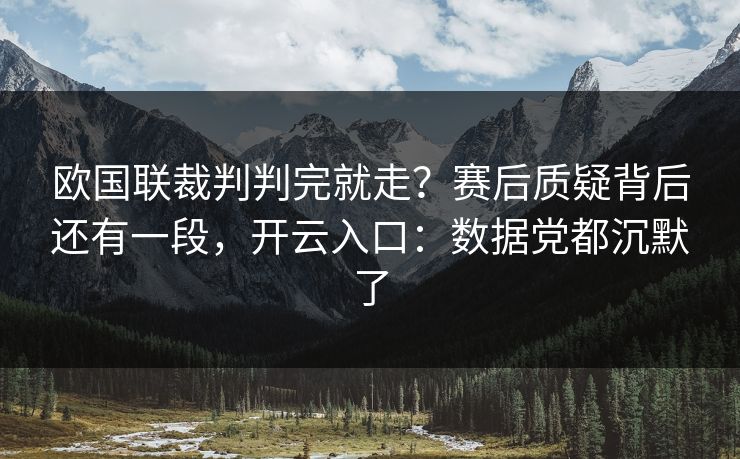 欧国联裁判判完就走？赛后质疑背后还有一段，开云入口：数据党都沉默了